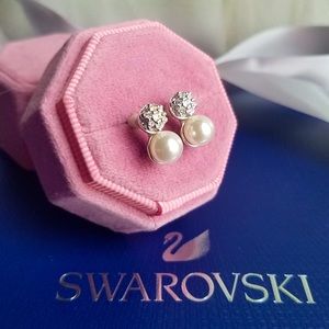 AUTHENTIC Swarovski Pave Ball Pearl Studs